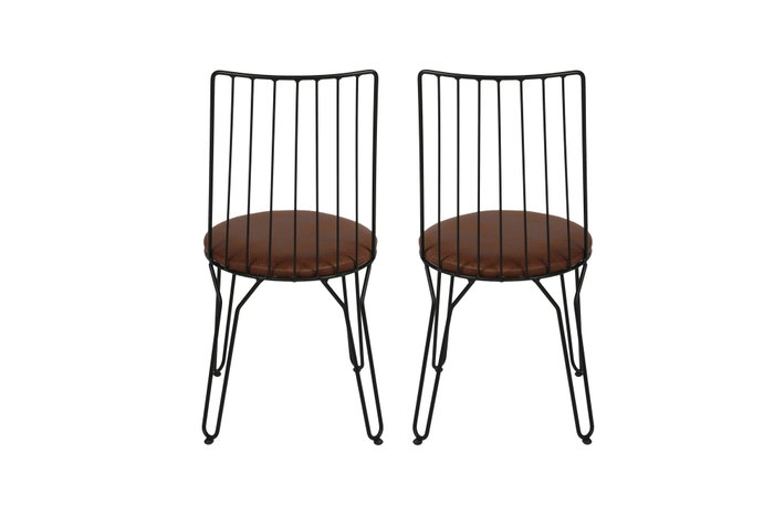 Hanah Home Juego de Sillas 275 V2, Estilo Bohemio Boho-Chic, Piel Sintética y Metal, 2 Piezas